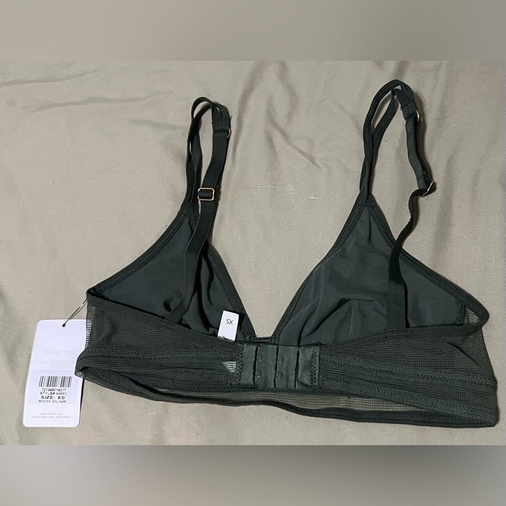 Lively Womens XS Rich Olive The Mesh Trim Bralette Bra 42661 Mesh Detailing - Picture 3 of 4